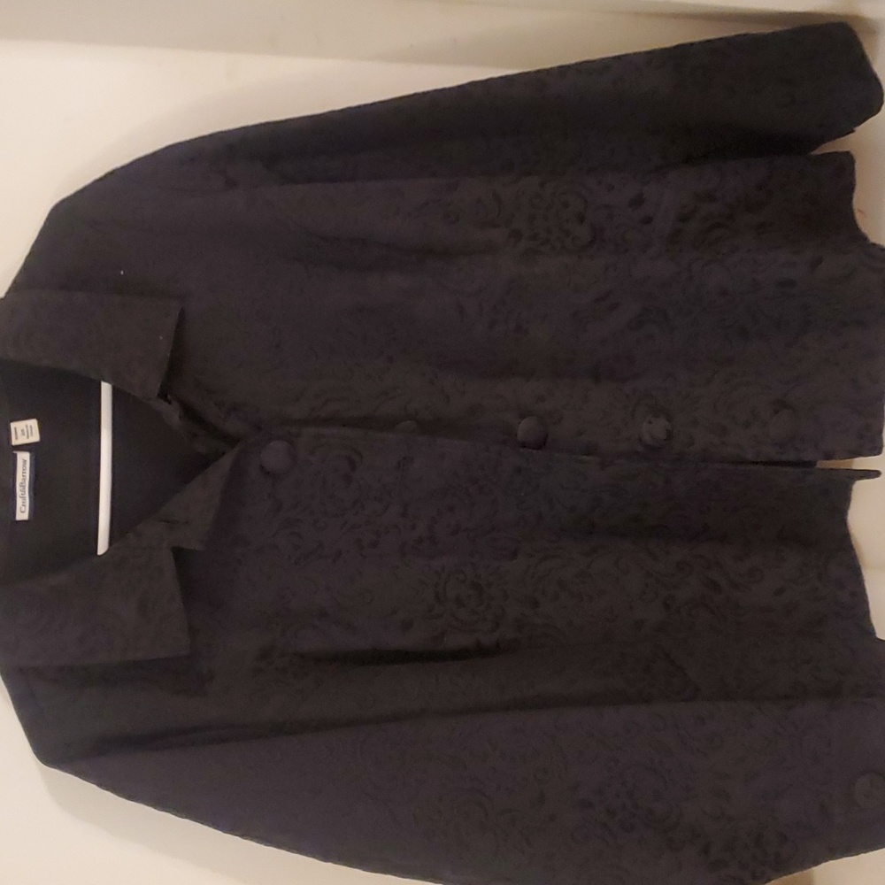 Black floral embossed lightweight jacket by Croft & Barrow 2x